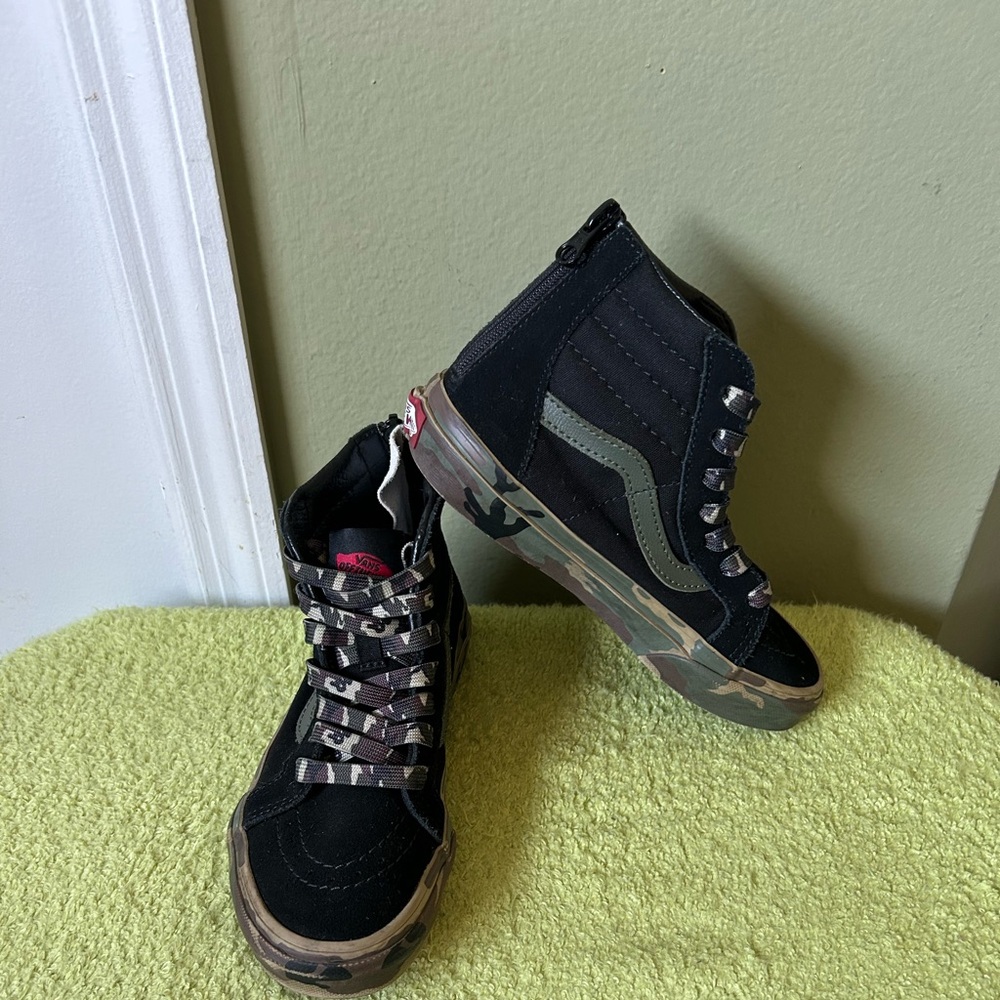 Vans Kids Black and Camo High-Top Sneakers